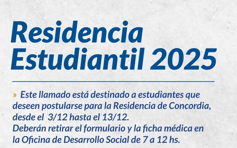 IMPORTANTE: RESIDENCIA ESTUDIANTIL