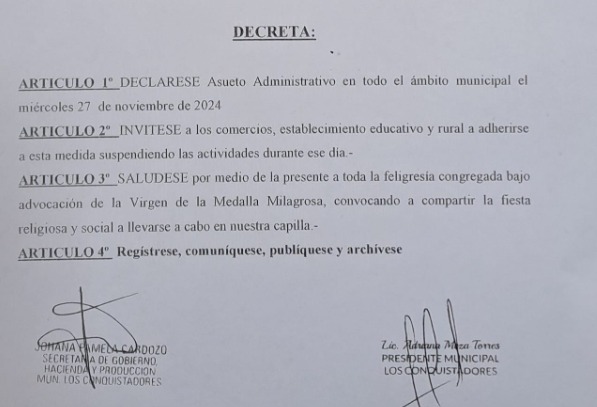 DECRETO ASUETO ADMINISTRATIVO 27 NOVIEMBRE