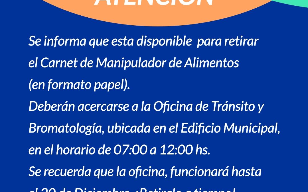 CARNET MANIPULADOR DE ALIMENTO