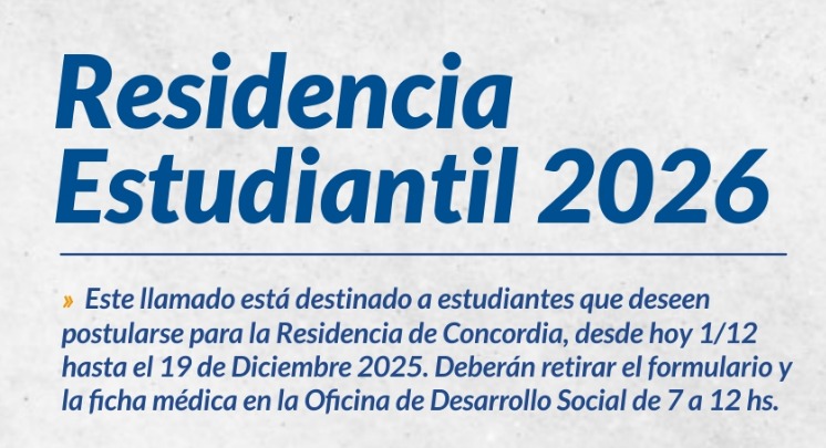 RESIDENCIA ESTUDIANTIL – CONVOCATORIA ABIERTA