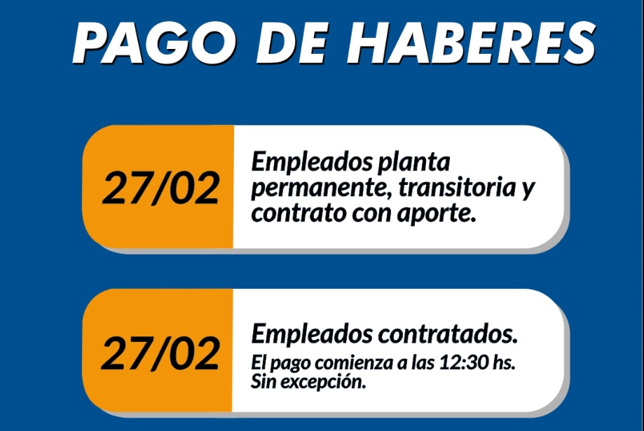 PAGO DE HABERES – FEBRERO
