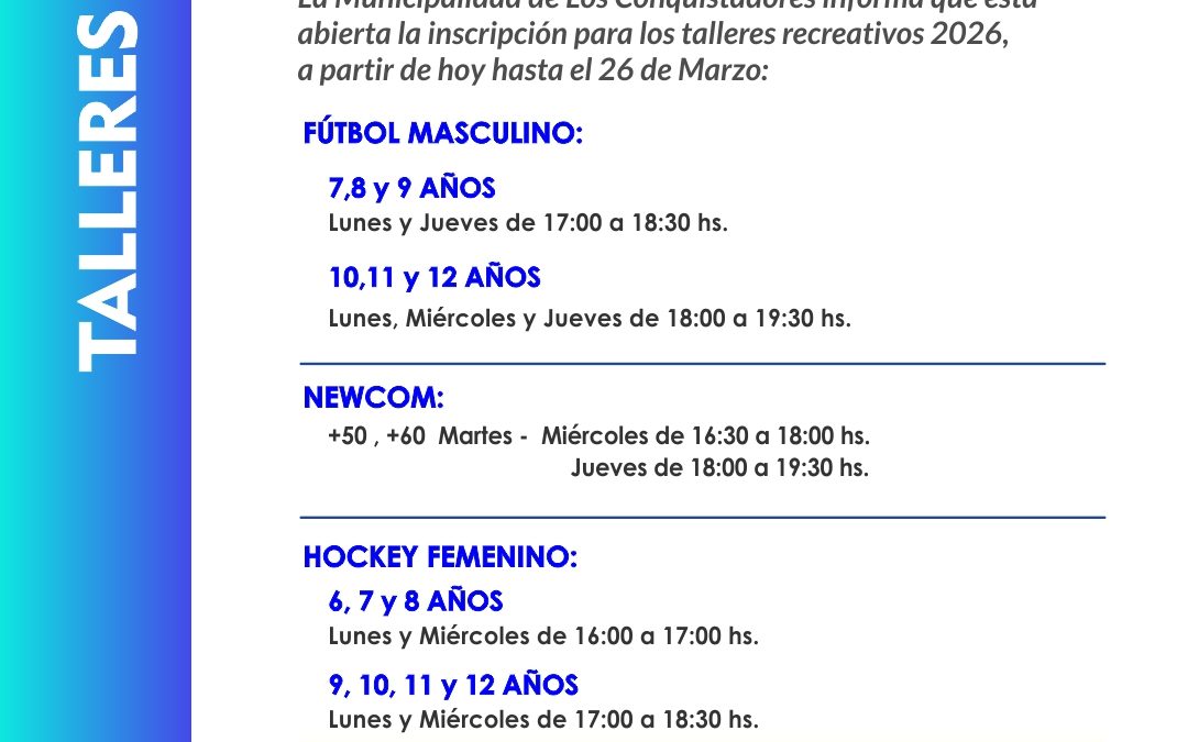 INSCRIPCIÓN TALLERES MUNICIPALES